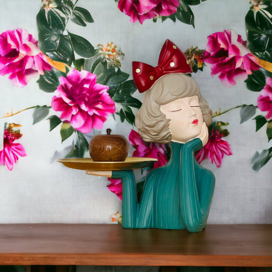 Funky Lady Tray with Wooden Apple